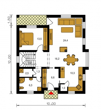 Grundriss des Erdgeschosses - BUNGALOW 35